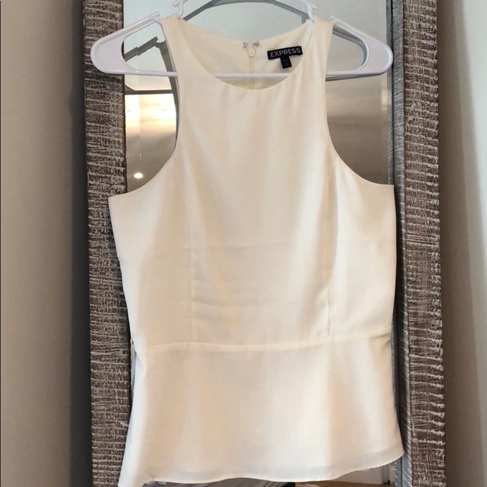 Express Peplum Off White Shell Blouse